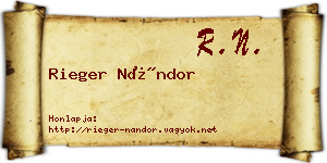 Rieger Nándor névjegykártya