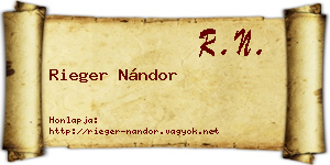 Rieger Nándor névjegykártya